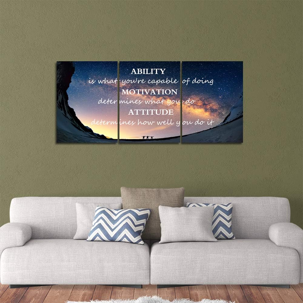Motivational Quotes Canvas Wall Art Inspirational Ability Motivation Attitude...