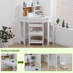 Garvee Kids Corner Desk, Desk and Chair Set for Children, L Shape Kids Study Table for Boys and Girls 3-8, White