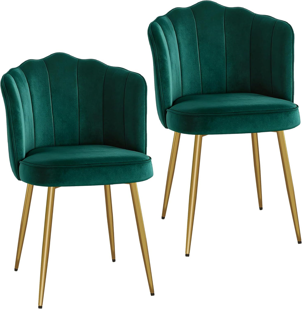 VECELO Velvet Dining Chairs Set of 2, Modern Upholstered Kitchen Chairs with ...
