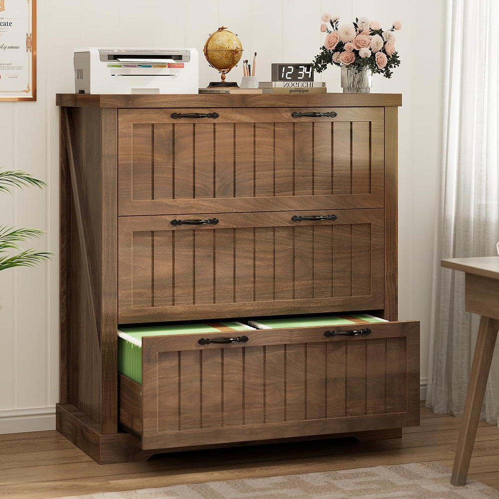 SEDETA Filing Cabinet for Home Office, Farmhouse 3 Drawer File Cabinet, Wood ...