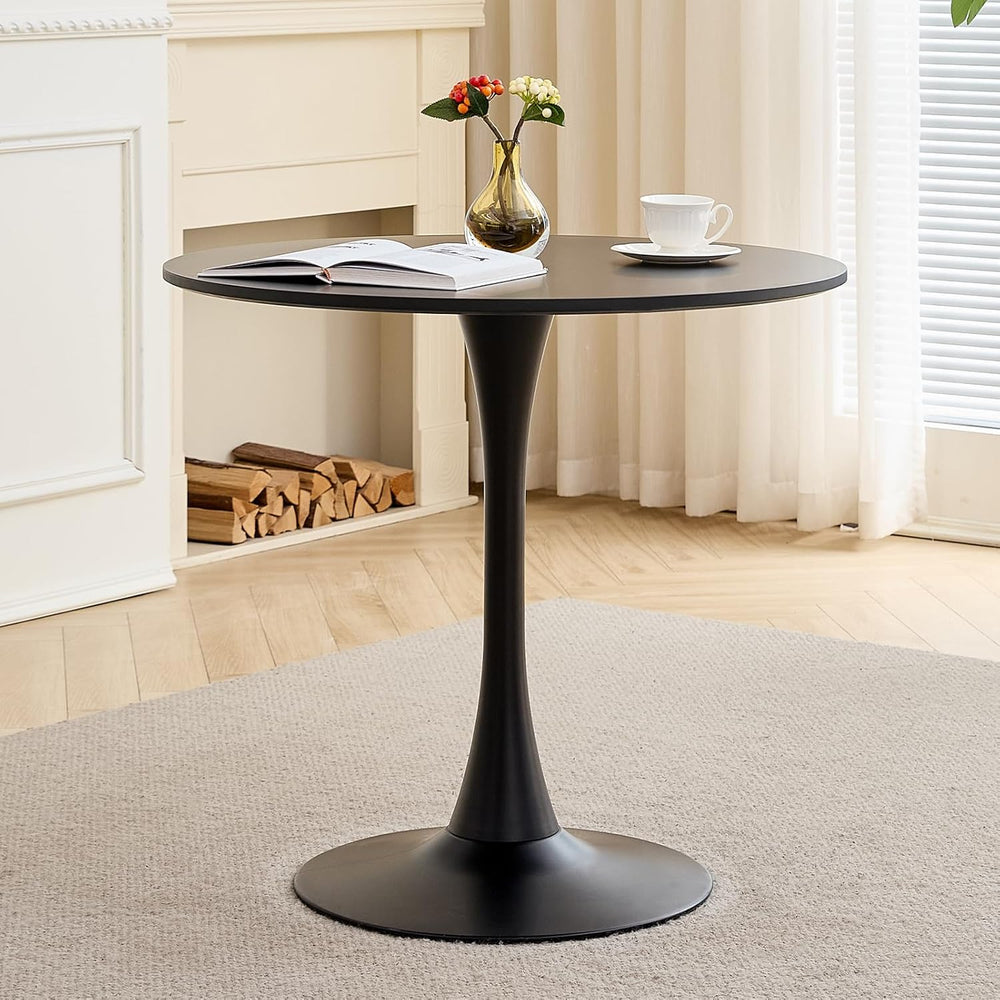 23.6" Small Round Dining Table for 2 4, [Sturdy Metal Tulip Base] Black ...