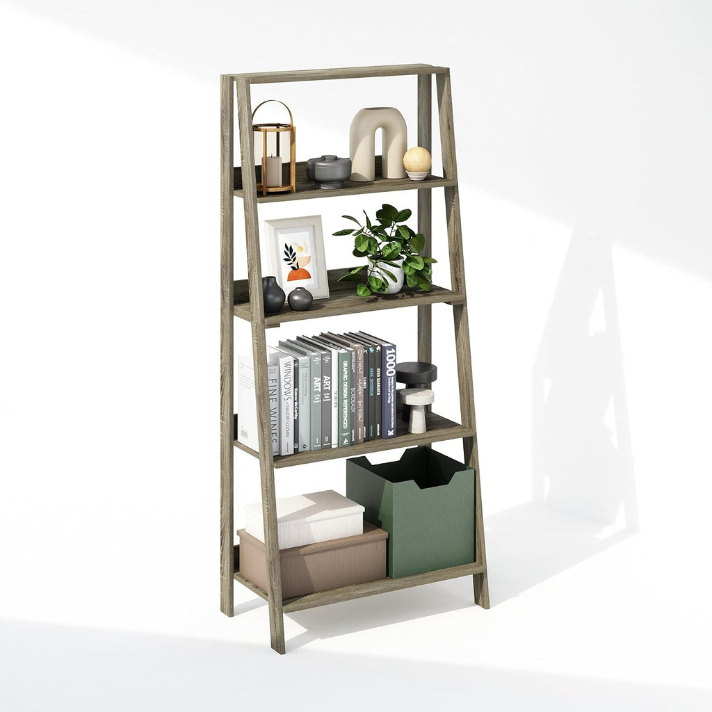 Ladder Holder Shelf, 5-Tier Display Rack, Living Room Bookshelf, Home Office Holder, French Oak Finish, 13 X 23.6 53.5, Adjustable, Lightweight, Durable, Portable, Storage