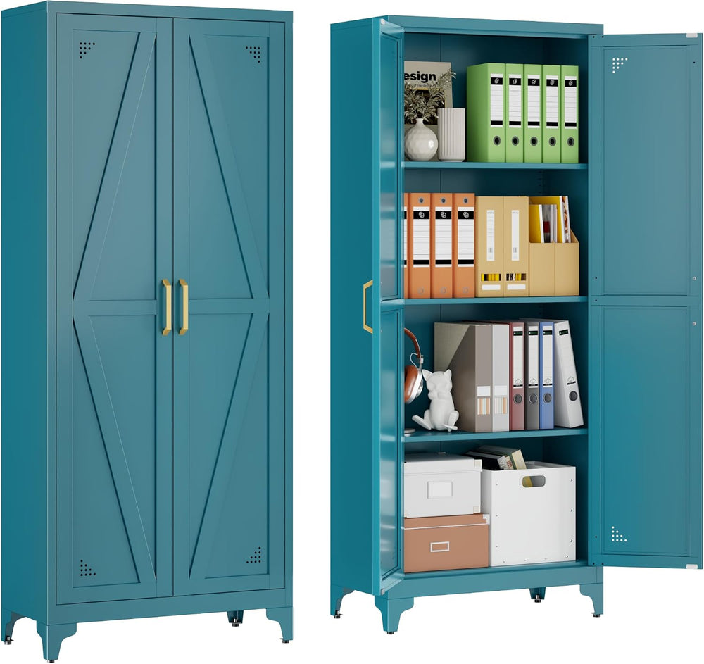 67" Tall Metal Vertical File Cabinet with Adjustable Shelves | Office Or...