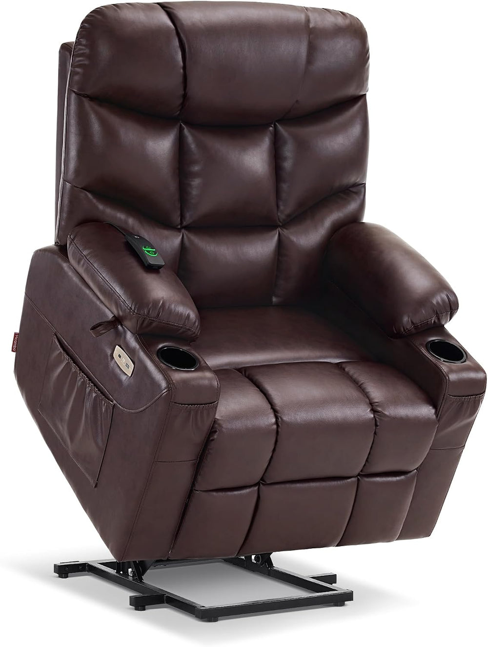 MCombo Power Lift Recliner for Elderly, Leather 7287 (Dark Brown, Medium)