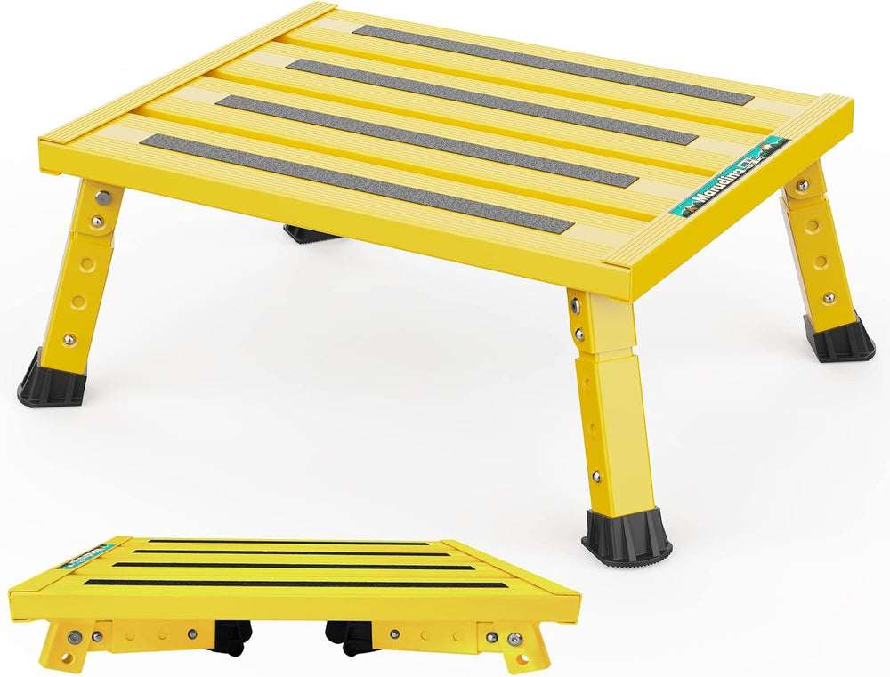 Marudina Large Platform RV Steps, 3-Level Adjustable Height Aluminum Folding ...
