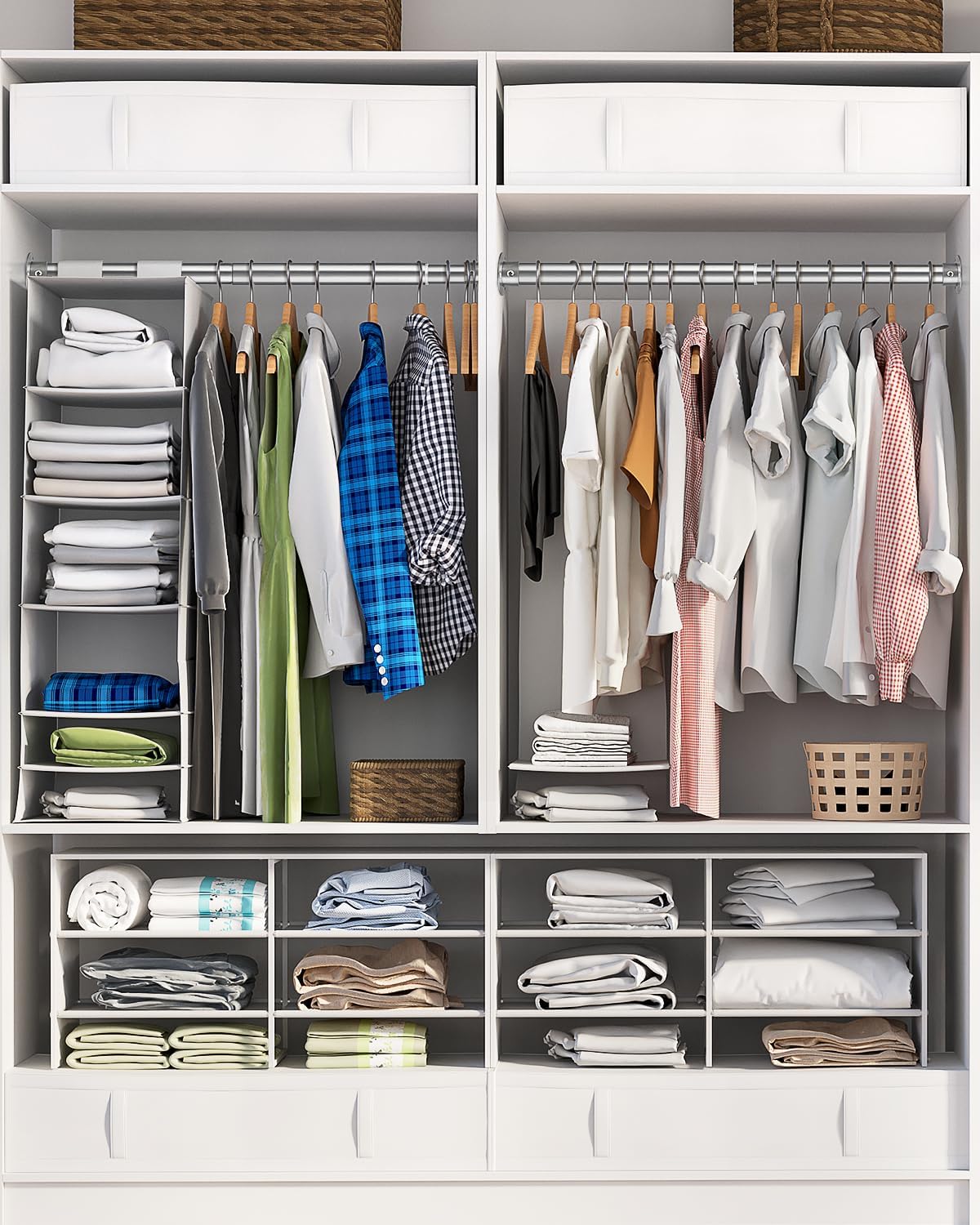 Closet Rods for Hanging Clothes, 17-28 Inch Heavy Duty and Stepless Adjustable Closet Poles, Stainless Steel Closet Hanging Rod for Closet, Wardrobes, Laundry Room, Bathroom, RV (Silver)