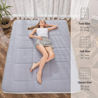 MAXYOYO Futon Mattress, Padded Japanese Floor Mattress Quilted Bed Mattress Topper, Extra Thick Folding Sleeping Pad Breathable Floor Lounger Guest Bed for Camping Couch, Grey, Full