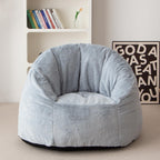 N&V Large Shell Bean Bag Chair, Adult Size Bean Bag Sack, Foam Filling, Includes Removable and Machine Washable Cover, 40in, Soft Faux Fur, Grey