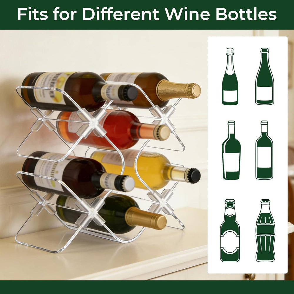 Acrylic 6 Bottle Countertop Wine Rack, Clear Freestanding Tabletop Holder | C...