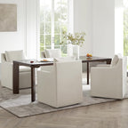 Upholstered Dining Chairs Set of 1, Washable Cover Modren Deskchair with 4 Casters & Hidden Storage for Dining Room, Living Room, Home Office, Flax Beige, 1 Box