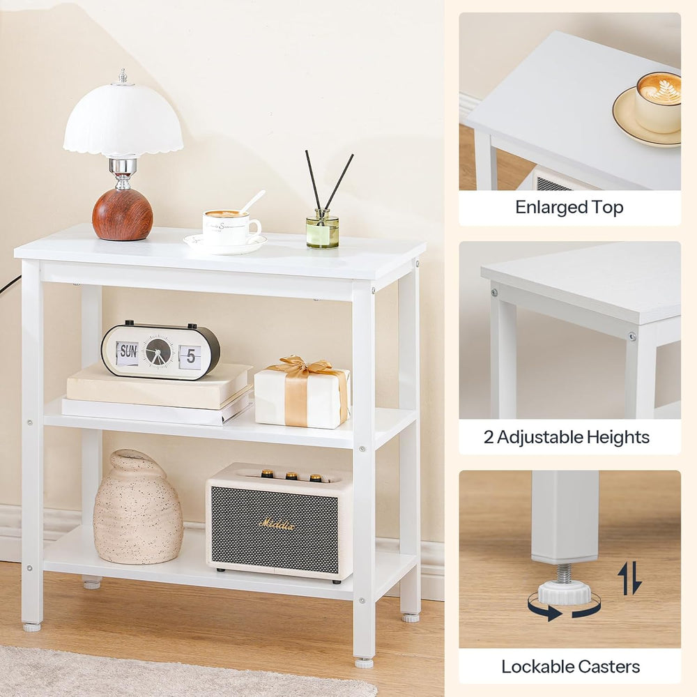 HOOBRO End Table, Simple Rustic Side Table with 3-Tier Storage Shelf, Narrow ...
