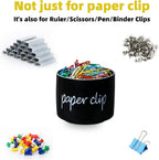 ONTUBE Farmhouse Paper Clip Holders,Ceramic Binder Clip Dispenser Organizer for Desk ,Cute Office Push Pins Holder (Black)