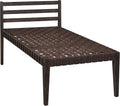 Ball & Cast Mid Century Daybed Faux Leather Woven Chaise Lounge Weave Leather Bench, 58 Inch Dark Brown