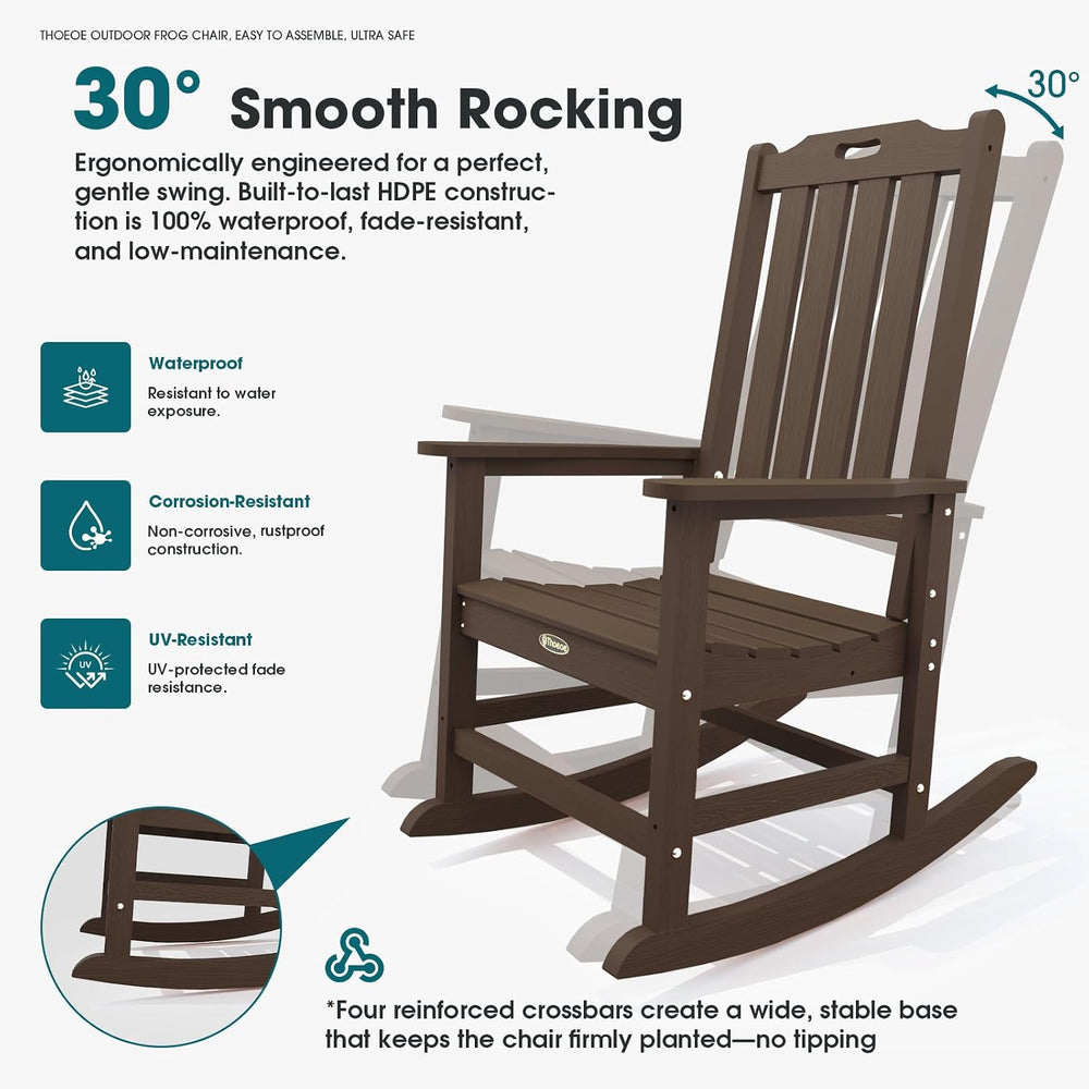 THOEOE Outdoor Rocking Chairs Set of 2, Oversized Patio Rocking Chair | HDPE ...
