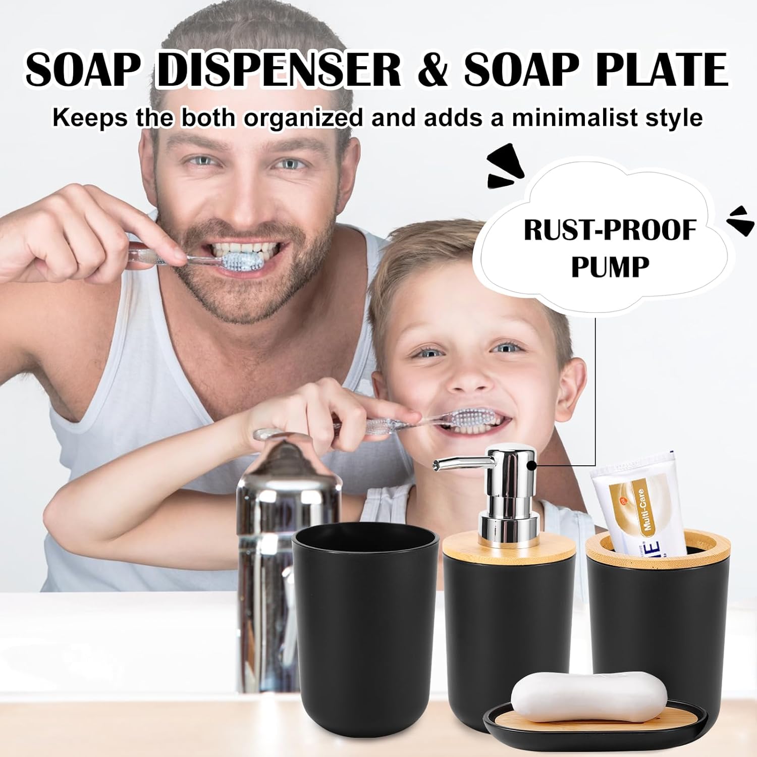 iMucci 9Pcs Black Bathroom Accessories Set with Trash Can Bathroom Set Black Bathroom Accessories Bathroom Decor