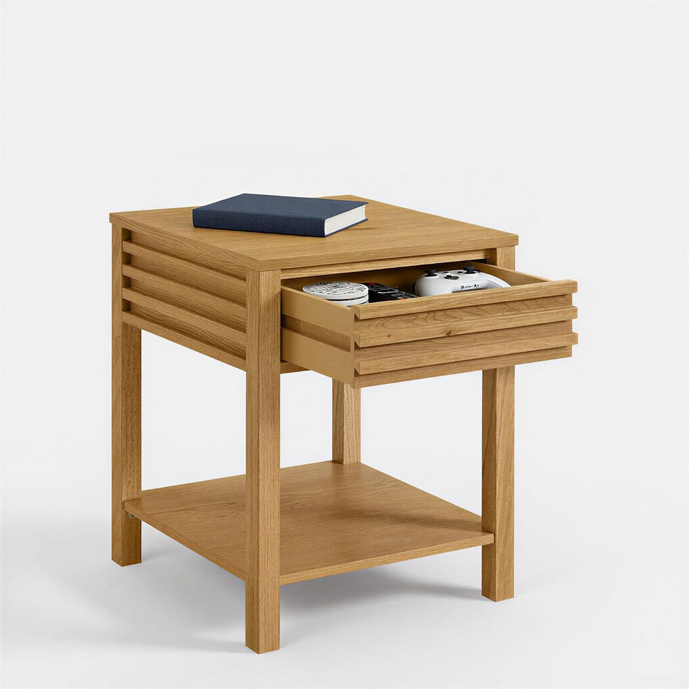 Martin Svensson Home Julian Genuine Oak Wood End Table, 20 Inch Square, Mid C...