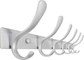 SKOLOO Coat Rack Wall Mounted - 6 Hooks, Heavy Duty, Stainless Steel, Metal Wall Hangers, Sturdy Coat Hooks for Hanging Coats, Jacket, Clothes, Hat, Cold Light Silver