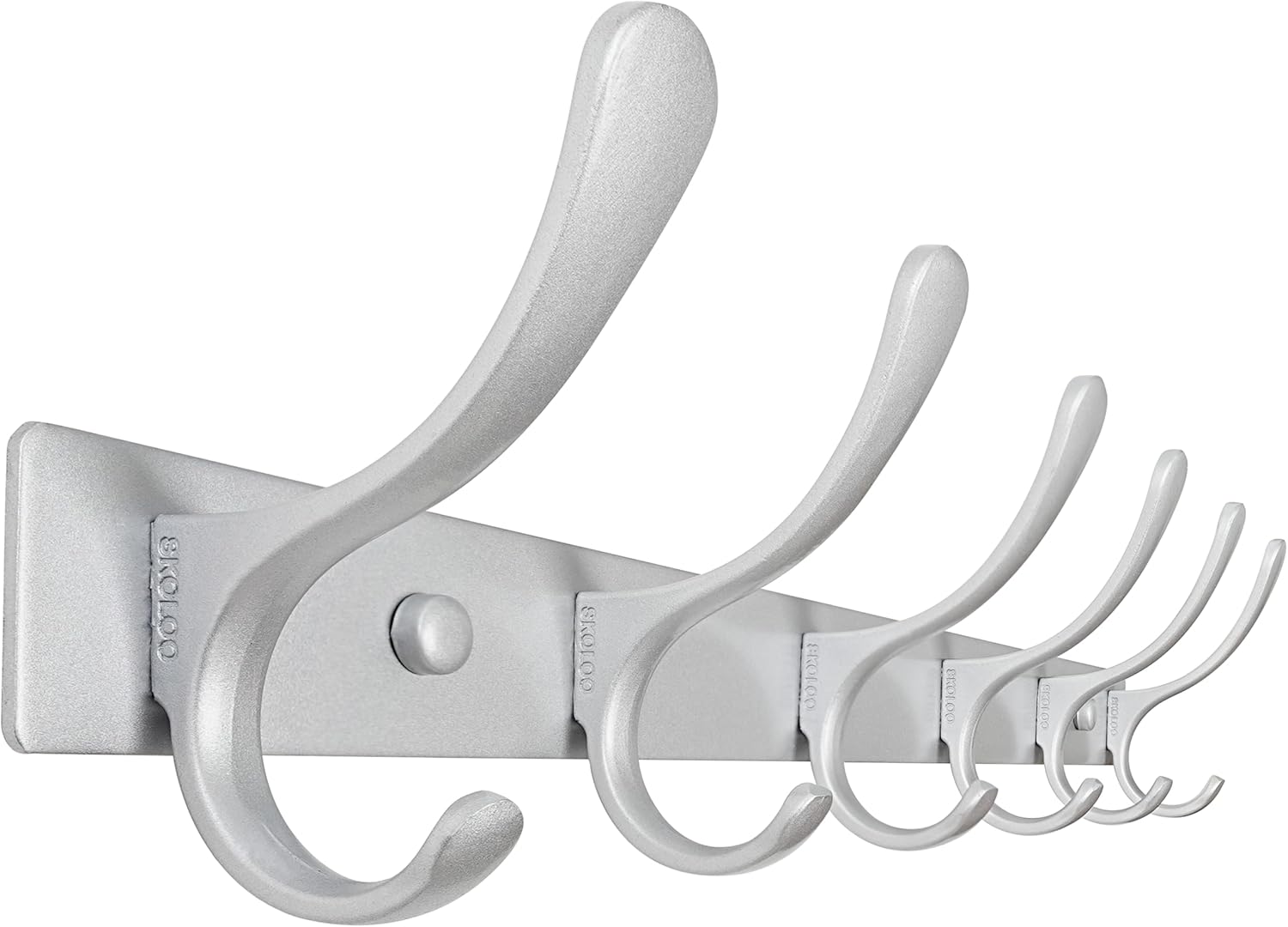 SKOLOO Coat Rack Wall Mounted - 6 Hooks, Heavy Duty, Stainless Steel, Metal Wall Hangers, Sturdy Coat Hooks for Hanging Coats, Jacket, Clothes, Hat, Cold Light Silver