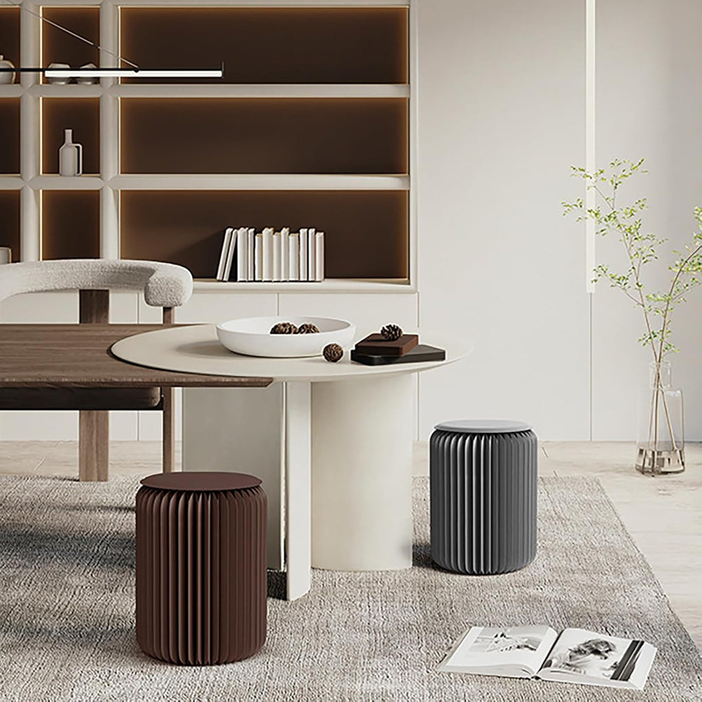 Folding Paper Stool with Cushion, Honeycomb Kraft Paper Bench, Portable Accordion Seat, Space-Saving Multipurpose Furniture for Living Room, Reception, Office,Grey-44×36cm