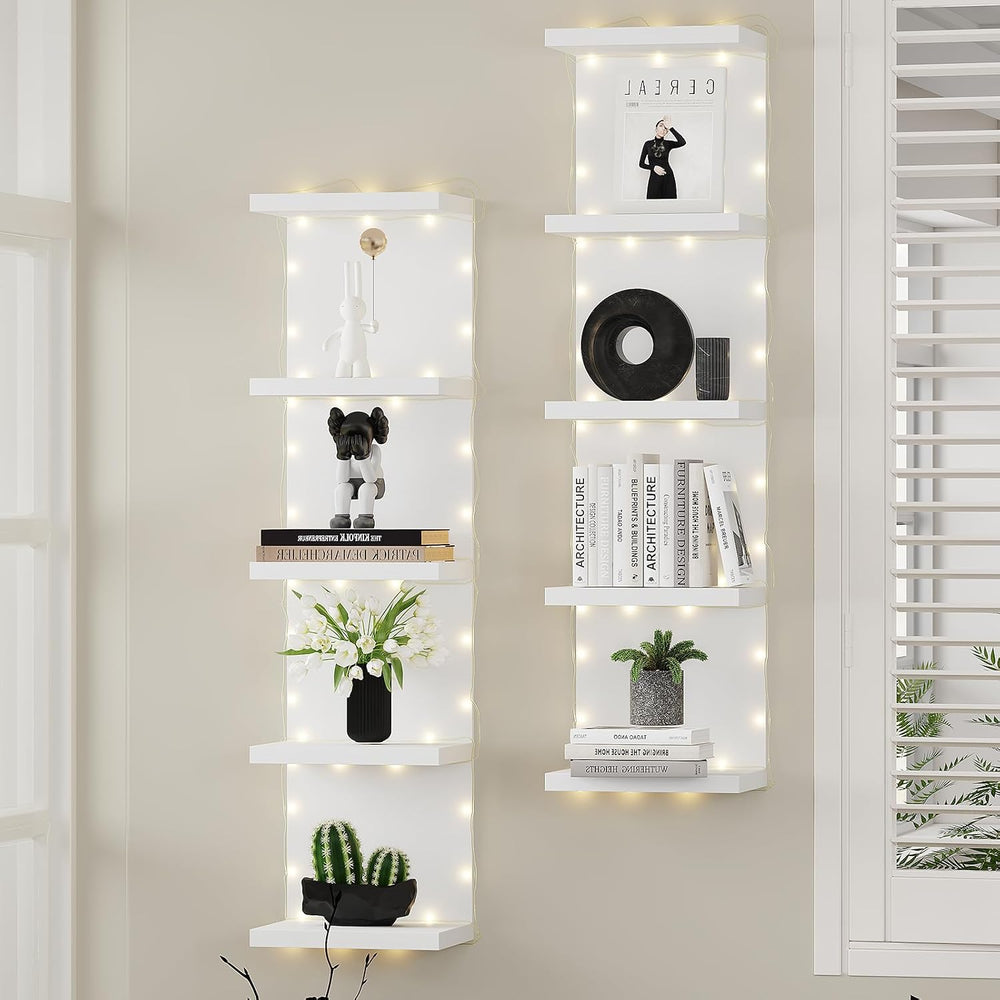 LitaEther 5 Tier Lack Floating Shelf, White Wall Shelf Unit,Display Shelf