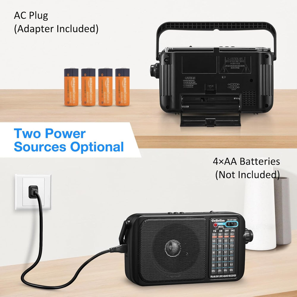 Gelielim AM FM Radio Portable Plug in Wall or AA Battery Operated for Home/Ou...