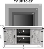 JUMMICO TV Stand, 65 Inch TV Farmhouse Entertainment Center with Double Barn Doors and Storage Cabinets, Console TV Table Media for Living Room, Bedroom (Grey)