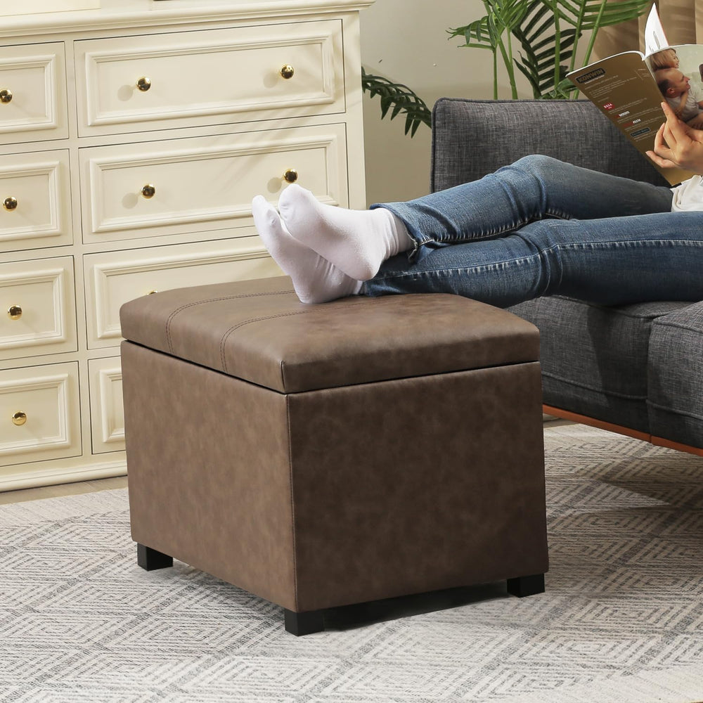 Joveco 24" Leather Storage Ottoman Bench, Rectangle Foot Rest Stool for ...