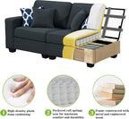 Legend Vansen Oversized Modular Sectional Sofa,U/L‑Shaped Reversible Couch with Ottoman,Deep Seat Plush Polyester Sofa for Living Room,13‑Seater,Charcoal