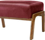 Glitzhome Foot Stool Ottoman, Modern Leatherette Sofa Stool Vanity Chair with Rubber Wood Frame, Footrest Ottoman Bench for Living Room, Entryway, Wine Red
