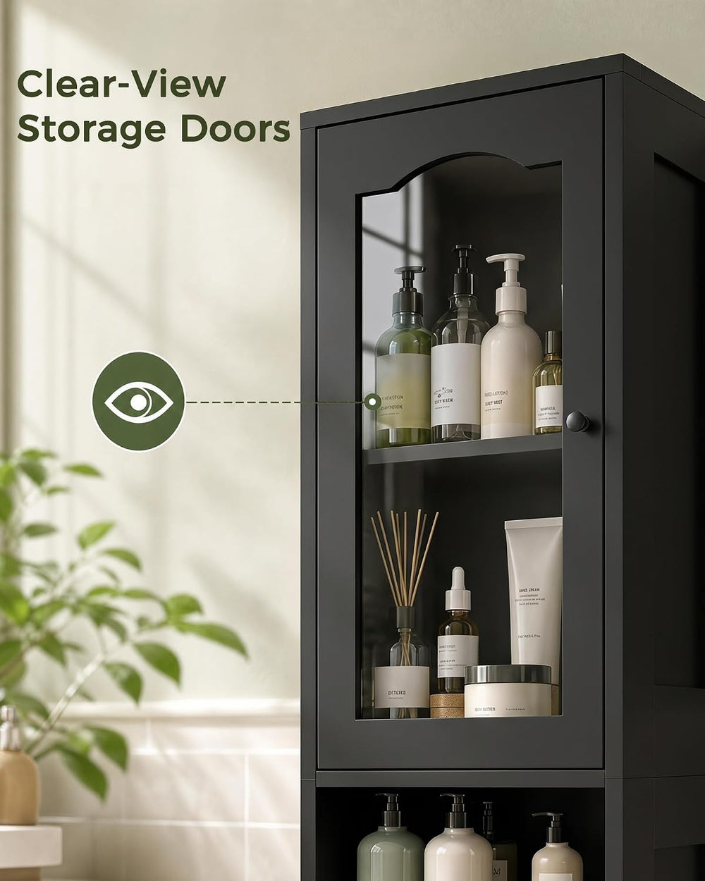 fineway 68"H x 16"W Tall Bathroom Storage Cabinet with Door & D...