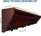 WEBI Wall Shelf with Hooks Underneath,35” Long Wall Mounted Coat Rack with Shelf,Entryway Coat Rack with 5 Triple Hooks for Hanging Coats,Jacket,Hallway,Bedroom,Mudroom,Cherry