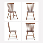 Walnut Solid Wood Windsor Dining Chairs Set of 2 with Spindle Back (Windsor-2 Walnut)