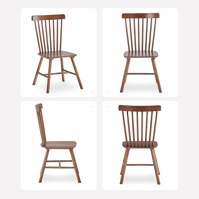 Solid Wood Dining Chairs Set of 4 (Windsor-4 Walnut, Walnut)
