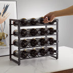 IBUYKE Metal Wine Racks Countertop,16 Bottles Wine Bottle Holder,TMJ903H | 4 Tiers Wine Rack Wine Rack Freestanding Wine Storage Cabinet for Home Kitchen Pantry Wine Cellar Bar