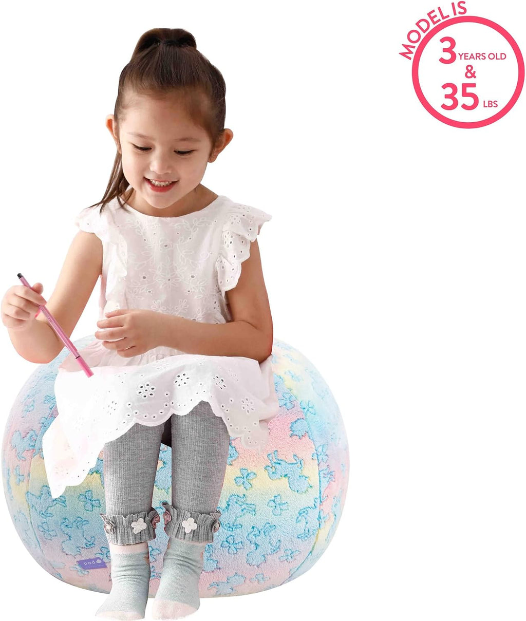 Idea Nuova Nickelodeon JoJo Siwa Embossed Faux Fur Round Bean Bag Chair for Kids,24"x24"x18"