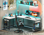 Coleshome 66" L Shaped Gaming Desk, L Shaped Desk, Computer Desk, Gaming Desk, Writing Desk, Home Office Desk, White