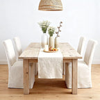 chairus Slipcovered Parsons Dining Chairs Set of 4, Upholstered Dining Room Chairs with Removable Cover & High Back, Modern Farmhouse Wooden Side Kitchen Chairs, Beige Linen Fabric