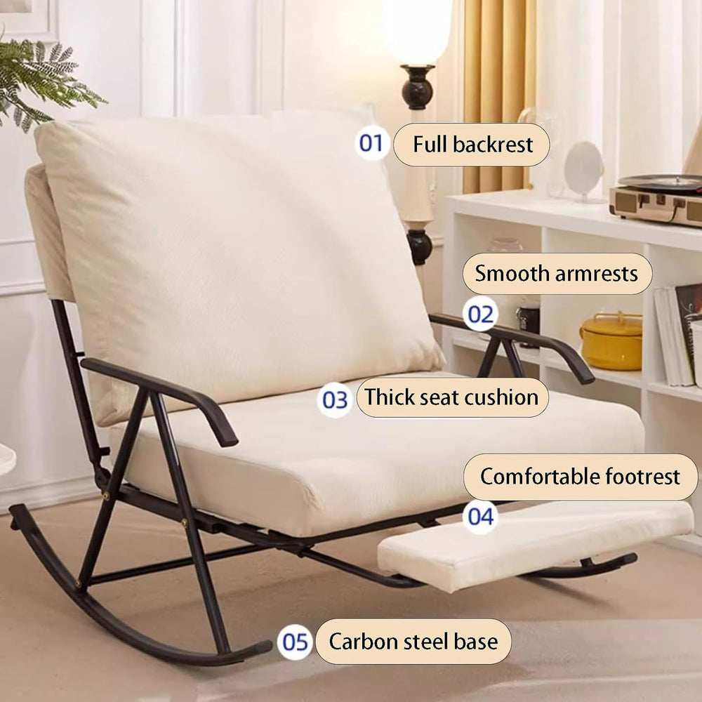 92cm Wide Double Rocking Chair,Featuring an Adjustable backrest and Retractab...