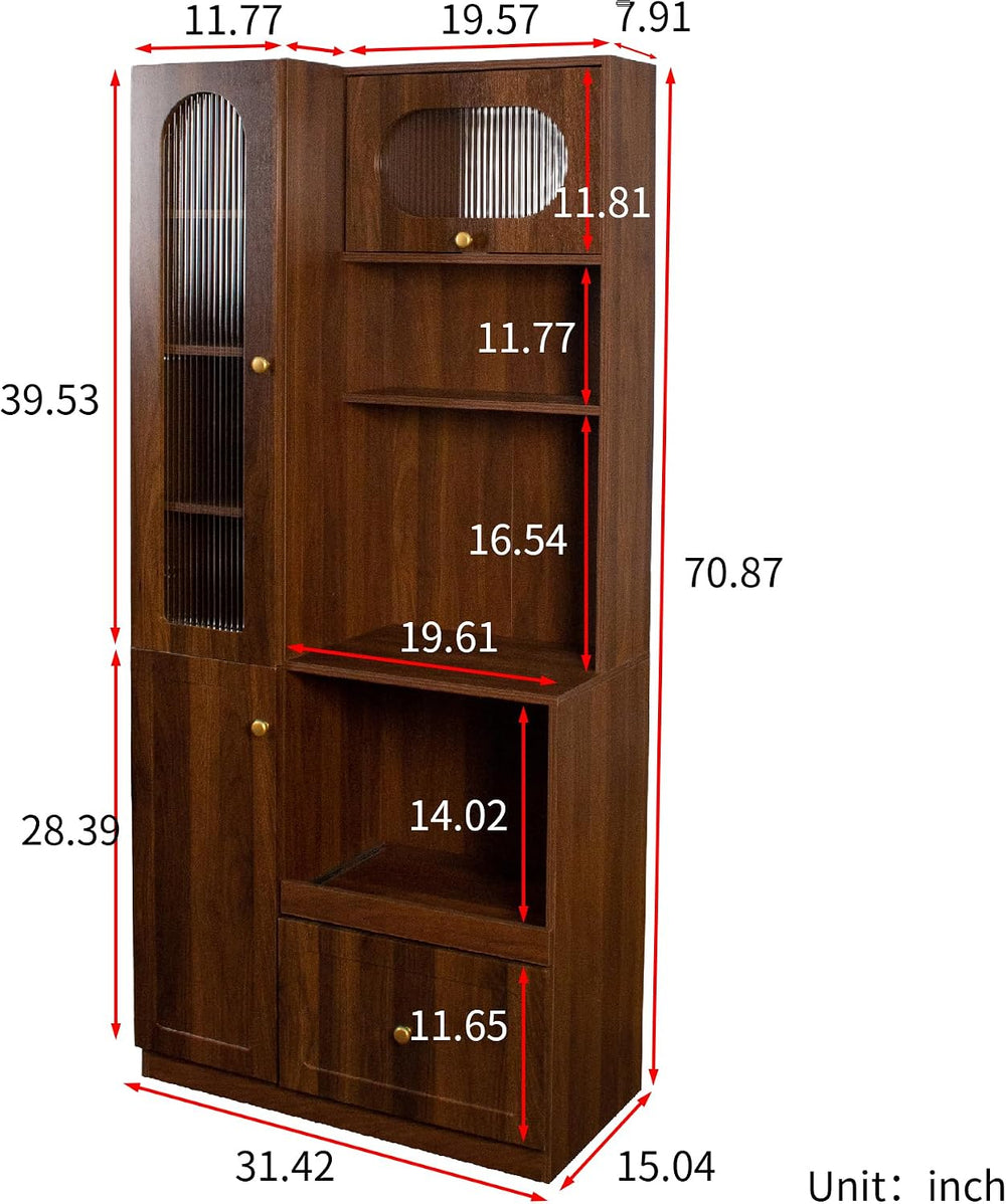 ZeHuoGe Modern Freestanding Kitchen Pantry Cabinet, Multi-Purpose Storage wit...