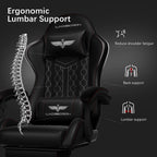 Gaming Chair, Heavy Duty Ergonomic Computer Gaming Chairs, High Back Video Game Chairs, 400 lbs Lumbar Support Linked Armrests Adult sillas Gamer with Retractable Footrest (Black)