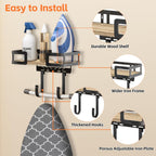 Ironing Board Holder Wall Mount, Iron Board Wall Hanger, Sewing, Laundry Room Organization, Black, T&V Shaped Space Saving Iron Holder for Laundry Room Decor and Accessories, Organization and Storage