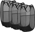 Larpur 3 Pack Pop Up Laundry Hampers, Collapsible Mesh Laundry Baskets, Portable Foldable Clothes Hampers for Dorm, Home, Bedroom, Bathroom, RV Cruise, Black