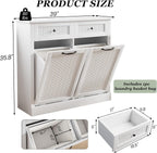 Double Tilt Out Laundry Hamper Cabinet,10 Gallon Laundry Cabinet with Drawers ＆ 2 Hidden Baskets, Farmhouse Storage Basket for Laundry Room, Bathroom, Kitchen, Wood, White