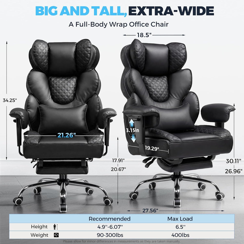 GTPLAYER Big and Tall Gaming Chair Ergonomic Heavy Duty Office Chair Racing S...