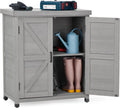 Outdoor Potting Bench with Storage Cabinet and Metal Top, Wood Workstation for Outdoor Patio, Garden (Dark Grey, 31x17x36‘’)