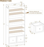 Hzuaneri Shoe Storage Cabinet, 10 Tiers Shoe Organizer with 2 Cloth Drawers | Wooden Freestanding Shoes Cabinet with 2 Hooks, 40-45 Pairs, Shoes Cubby Organizer for Entryway, White SR52903MI