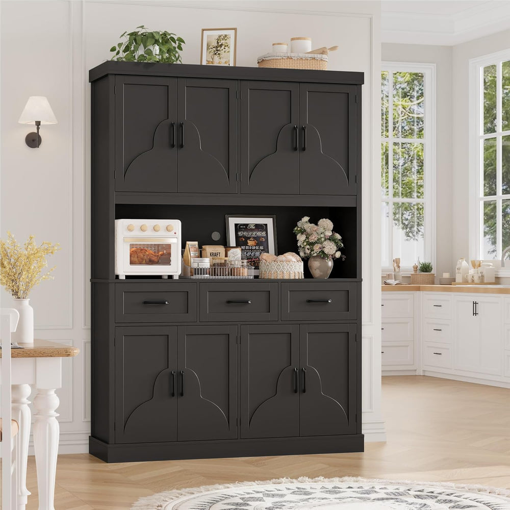 HITHOS 76" Tall Kitchen Pantry Storage Cabinet, 55“ Wide Kitchen Hutch C...