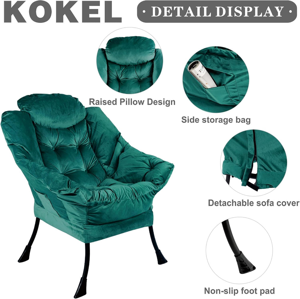 Kokel Lazy Chair with Folding Ottoman,Living Room Chairs, Accent Contemporary...