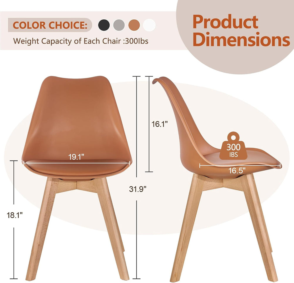 VECELO Dining Chairs Set of 4, Mid-Century Modern Kitchen & Dining Room C...