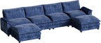 Homall 80" Modular Sectional Sofa, Loveseat Sofa Couch with Double-Layer Cushion, DIY Combination Chenille Deep 2-Seat Cloud Couch for Living Room (Dark Blue, U Shaped Sofa)